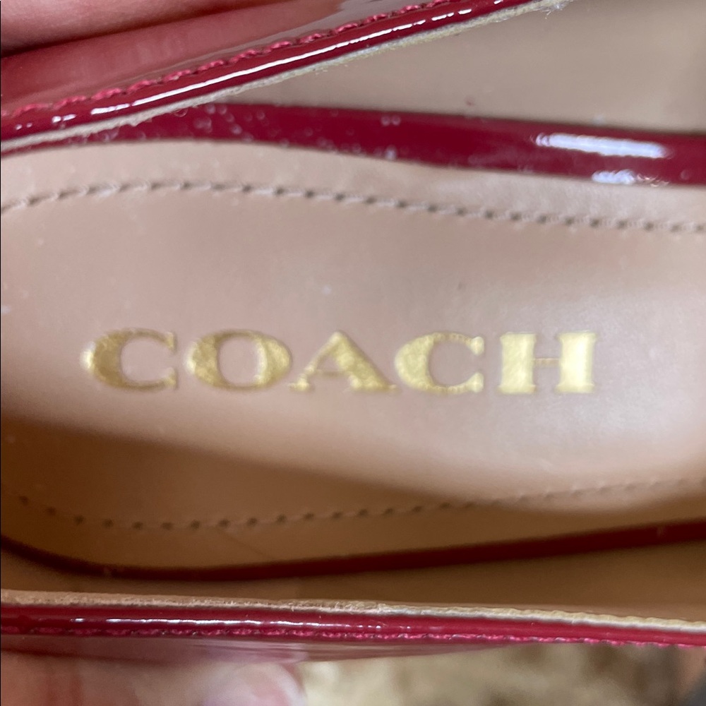 COACH Burgundy-Red Patent Leather Mary Jane With Block Heel - Picture 9 of 10
